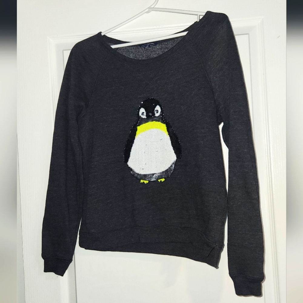 American Eagle Sweater with Sequin Penguin